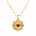 Ruby Heart Sun Necklace