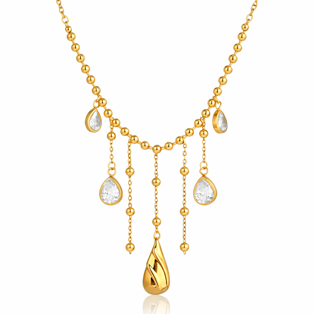 Golden Raindrop Crystal Necklace